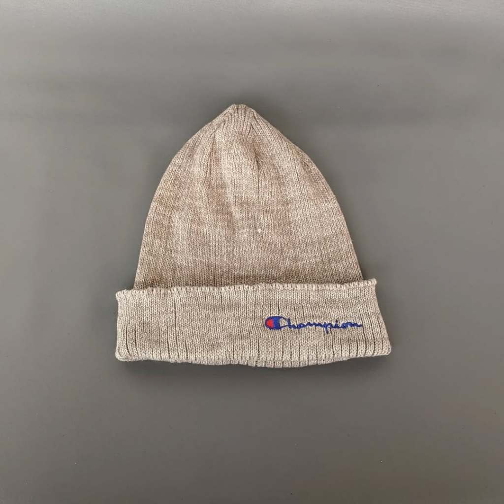 Topi Kupluk Beanie Unisex Pria Wanita CHAMPION Abu Abu Original