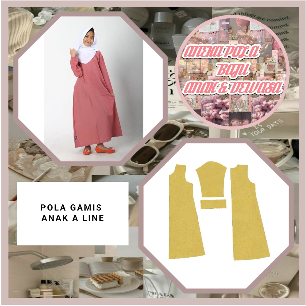 Pola Gamis Anak A Line | Pola Instan Gamis Anak A Line | Pola Jiplak | Pola Jahit |
