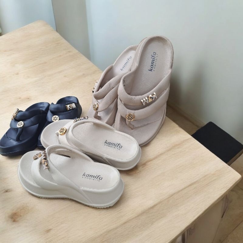 sandal selop tinggi ziblib wedges wanita karet eva jelly