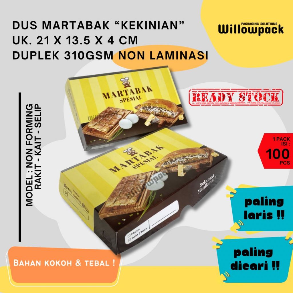 

Dus Box Martabak 21 x 13.5 x 4 (MIN. 50pcs) WP 01 KUNING
