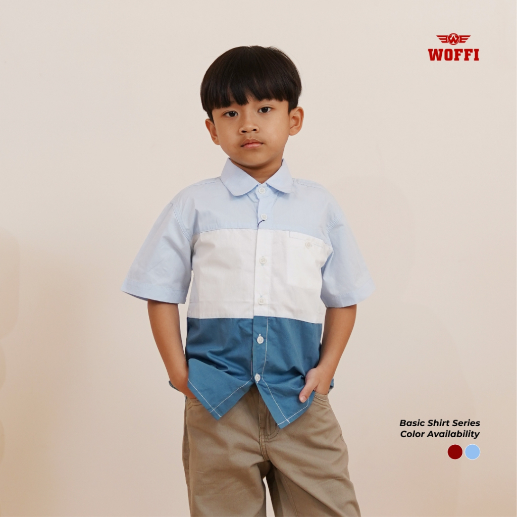 Woffi Kemeja Anak Laki-Laki Kombinasi Warna