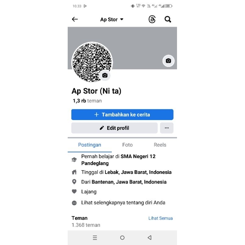 akun Facebook fresh sudah ada Poto frofil dan pertemanan