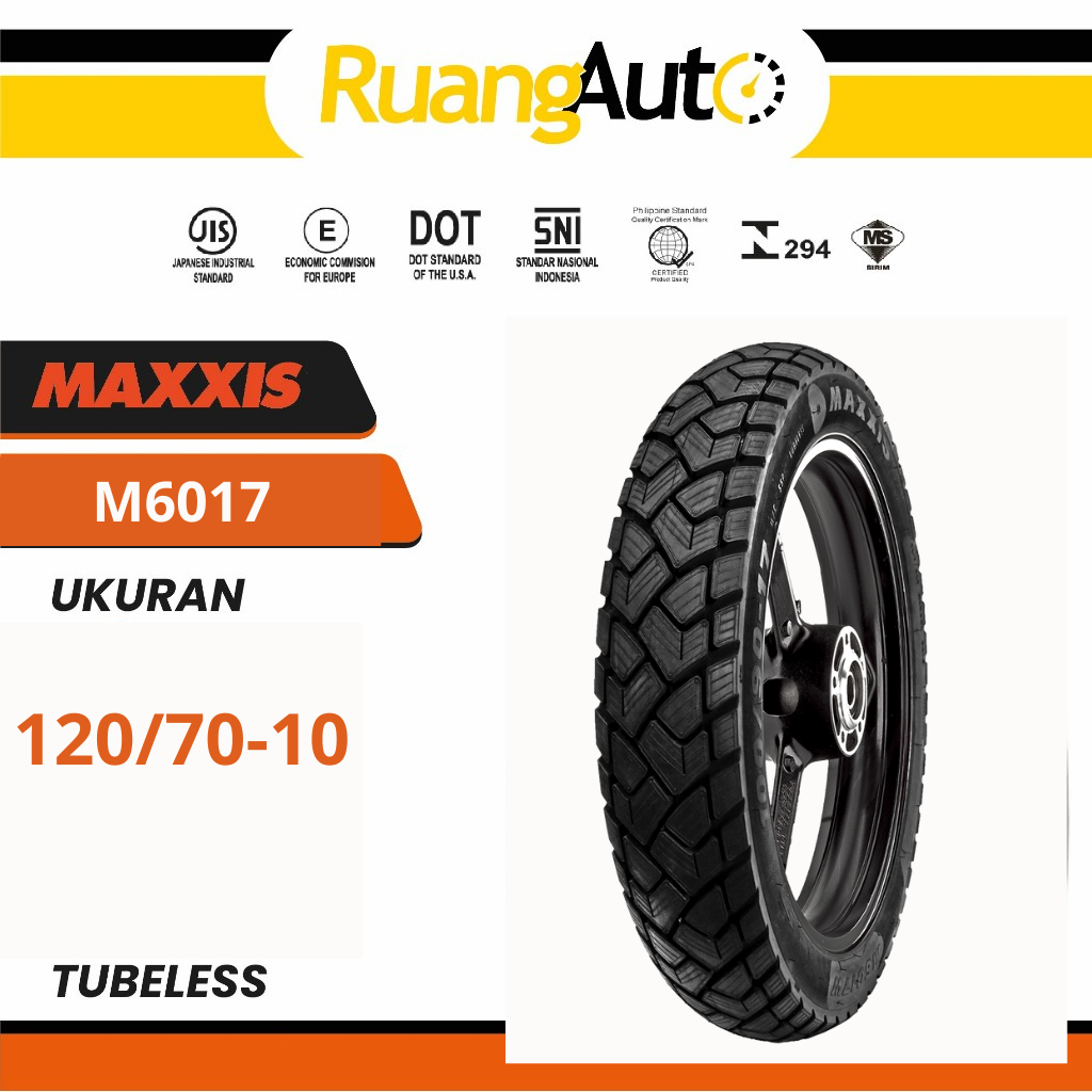 BAN VESPA MOTOR MAXXIS M6017 RING 10 UKURAN 120/70 RING 10 TUBELESS TUBLES | BAN VESPA |