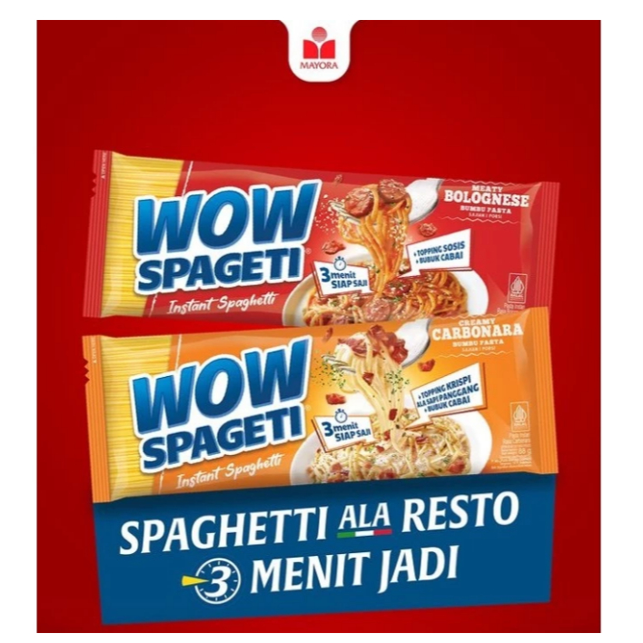 

Mayora WOW Spaghetti Instant Creamy Carbonara 88gr / Meaty Bolognaise