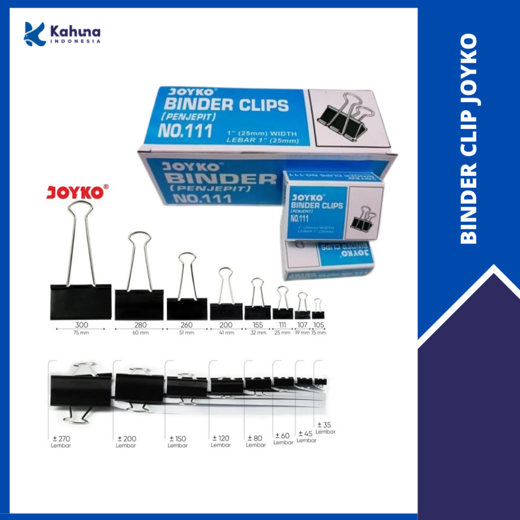 

BINDER CLIP JOYKO No.105 ~ No. 300 / CLIP JEPIT JOYKO SEMUA UKURAN