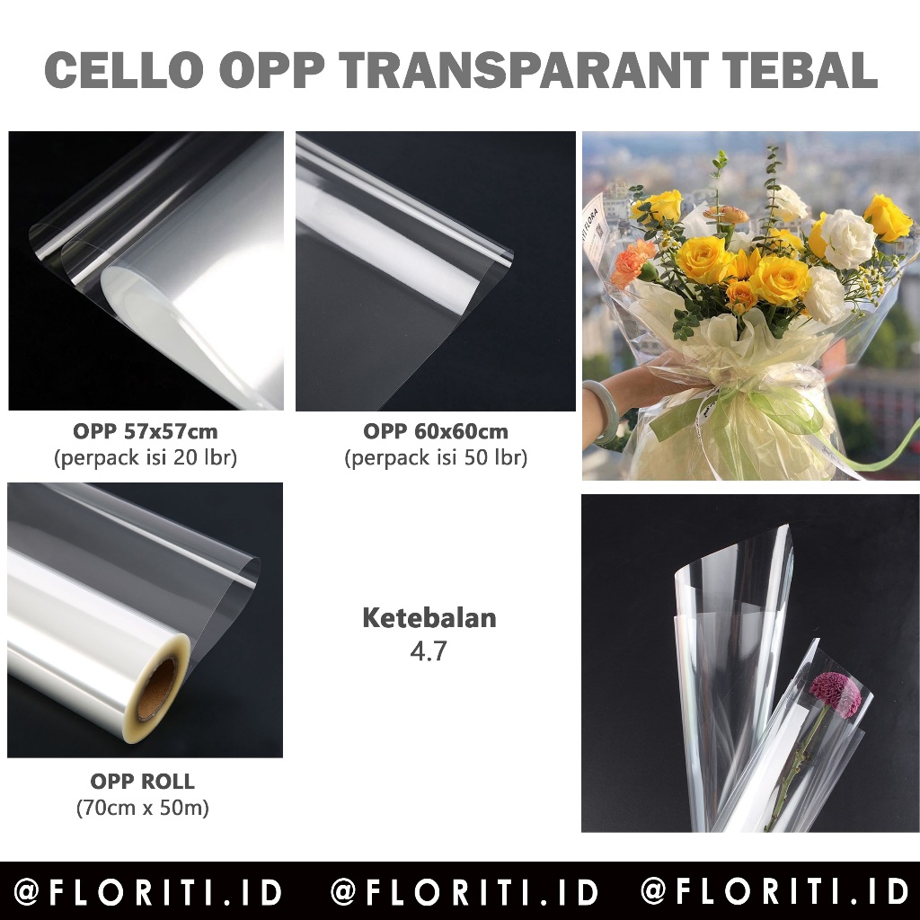 

(50 Lembar) Cellophane OPP Tebal 4,7 Wrapping/Plastik OPP