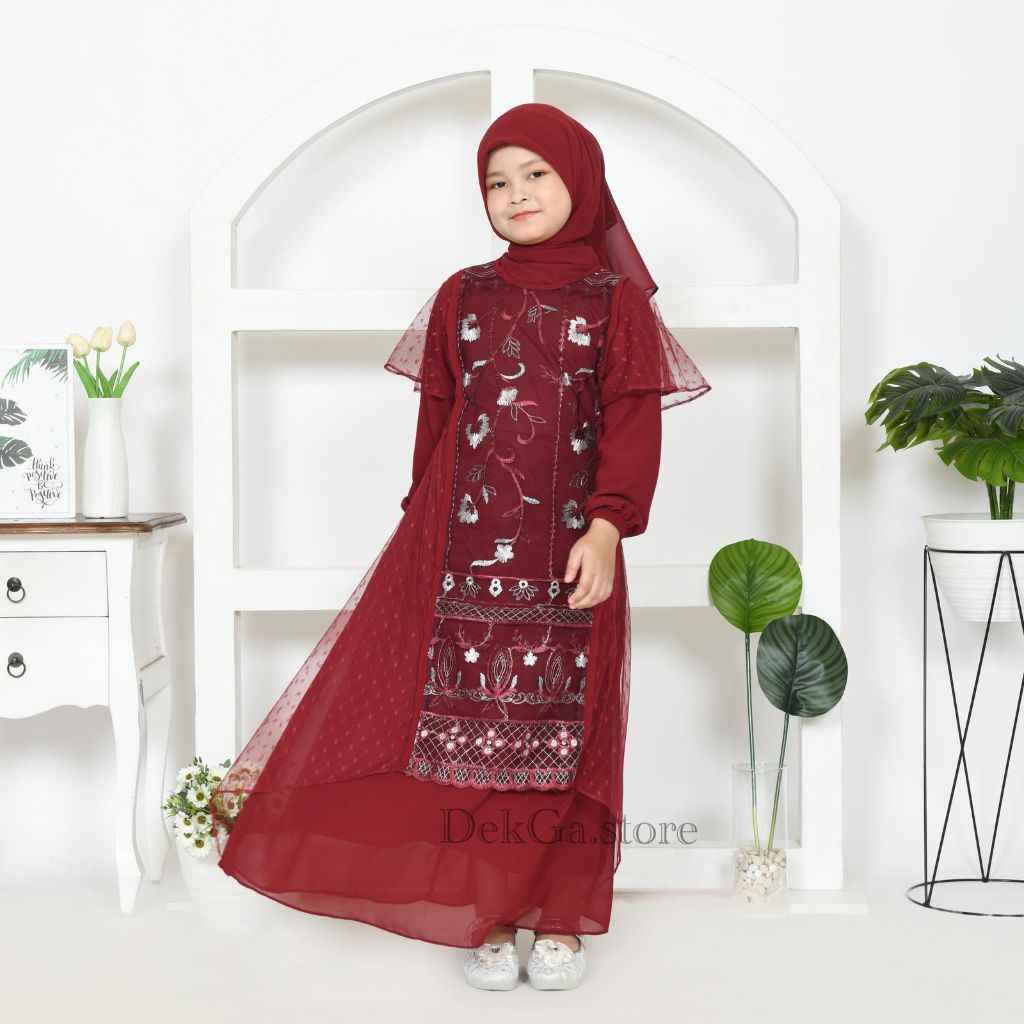 Jasmine Gamis Anak Brokat Ceruty babydoll Gamis terbaru 2025 Anak 3-10tahun