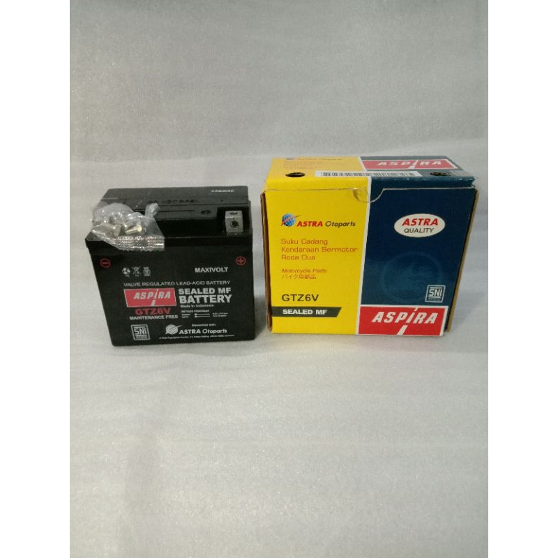 AKI ASPIRA GTZ6V MF 5 AH MOTOR VARIO 150,BEAT ISS,SCOOPY ISS,MIO SSS 100% ORIGINAL