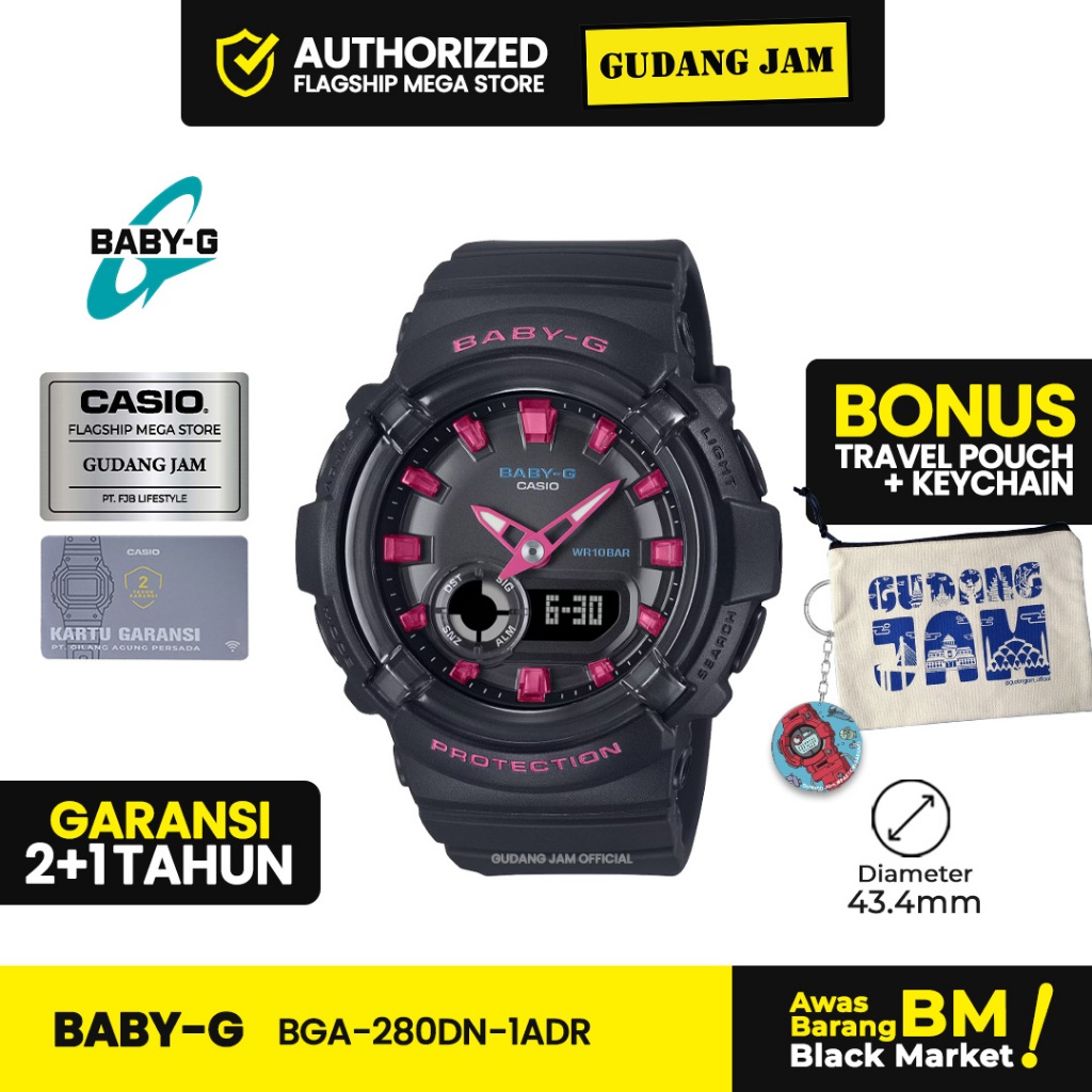 Jam Tangan Wanita Baby-G BGA-280DN-1ADR Black Digital Resin