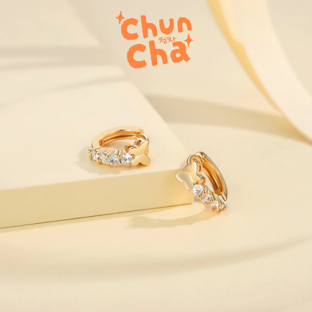 | CHUN CHA | Perhiasan Anting Kupu Kupu Wanita Tidak Karat Titanium Permata Jewellery Anti Luntur Ko