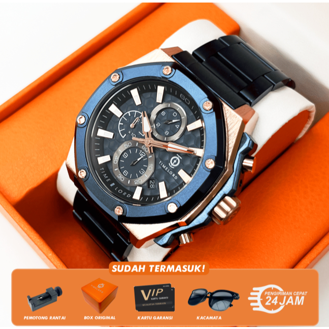 Jam Tangan otomatis TIMELORD 8866 Original Tahan air COWOK Kronograf Quartz Analog Laki