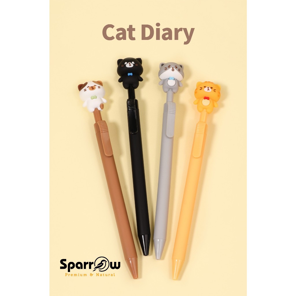 

SPARROW Pen Silikon / Silicone Pen / Pen Karakter Lucu Cantik CATS DIARY (7004)