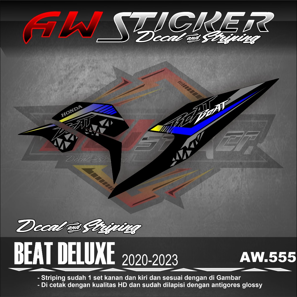 Striping Stiker Beat Deluxe 2020 2021 2022 2023 Sticker List Variasi Motor Honda Beat Terbaru AW-555