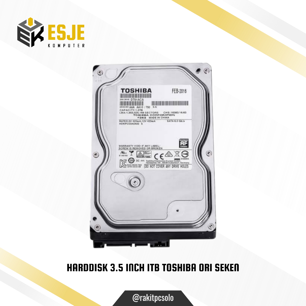 HDD / Harddisk TOSHIBA Internal PC / Cctv 1TB 3.5 Inch Sata | Hardisk 1 TB Ori Seken Toshiba