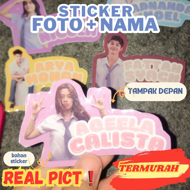 

STICKER FOTO DAN NAMA CUSTOM GAMBAR | CETAK WATERPROOF & LAMINASI | STICKER TULISAN CUSTOM DESAIN UNIK & AESTHETIC