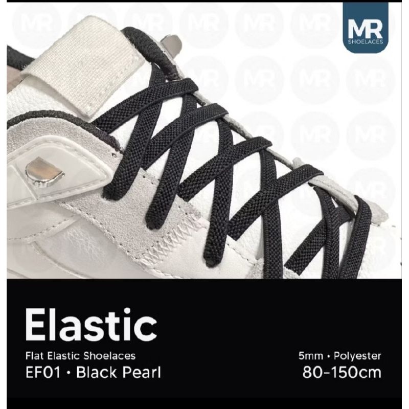 Tali Sepatu Flat Elastis Karet Lentur Flat Elastic Shoelaces MR Shoelaces