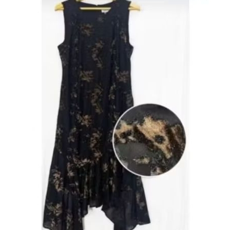 Gaun Batik Hitam Lengan Pendek