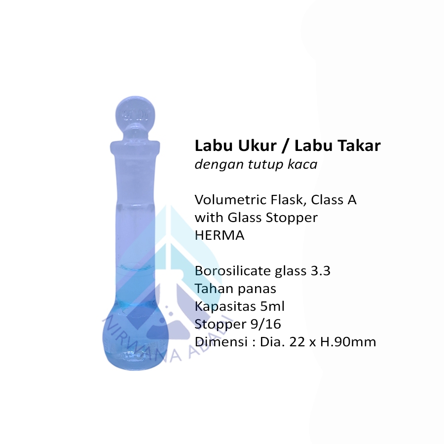 Labu Ukur 5ml HERMA Tutup Kaca | Volumetric Flask