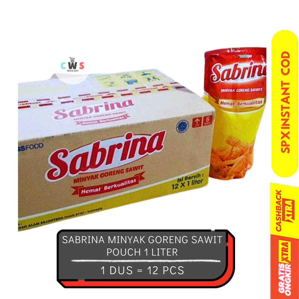 

SABRINA Minyak Goreng Sawit Hemat Berkualitas Pouch 1 Liter - 1 Dus / 12 Pcs