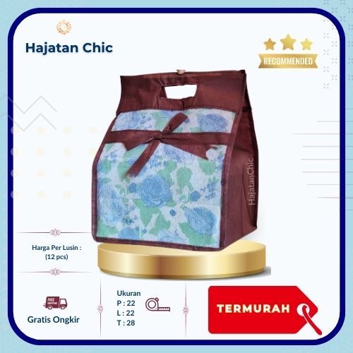 

(1 Lusin) Tas Mika Floral Premium dengan Pegangan Bambu - Elegansi Hajatan