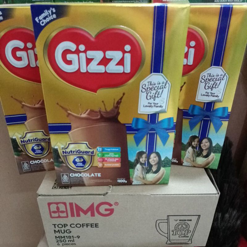 

susu GIZZI 400gr coklat rendah gula tinggi kalsium untuk keluarga