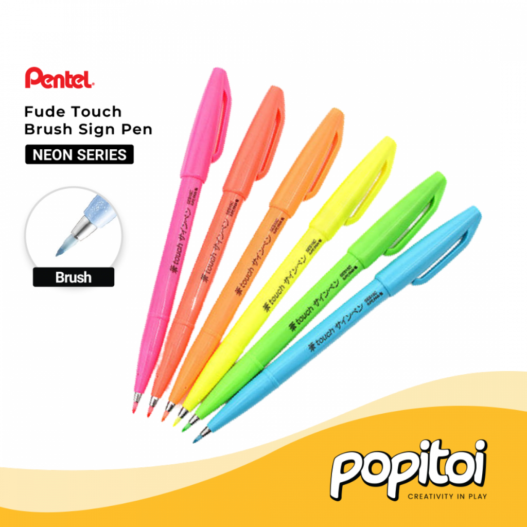 

Pentel Fude Touch Brush Sign Pen FLUORESCENT Colors Warna Spidol Marker Kaligrafi Fluorescence Neon Glow In The Dark