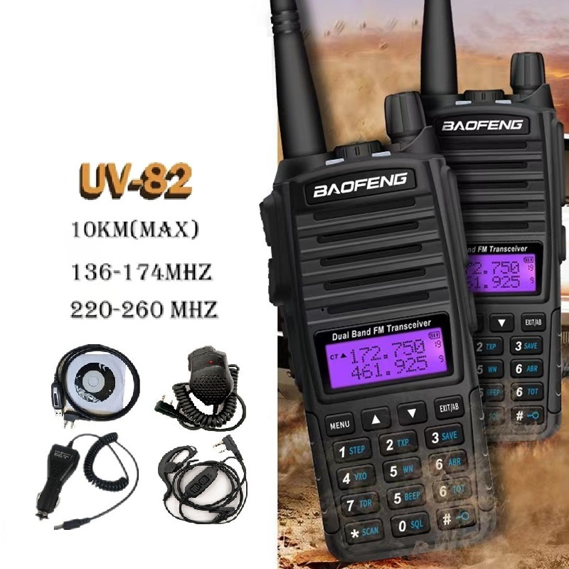 【COD】Original BF UV-82 HT Walkie Talkie Portable Walky Talky Jarak Jauh 100km(Max) 2 Way Radio Walki