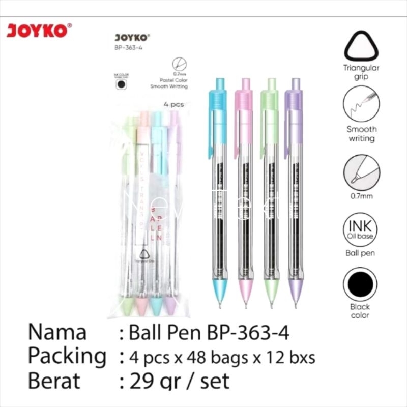 

❤️Ghalibie Store❤️Ballpen Cetek Joyko BP-363-4 Vokus Trans PTL (Isi 4 Pcs)/Bulpen Lucu Joyko