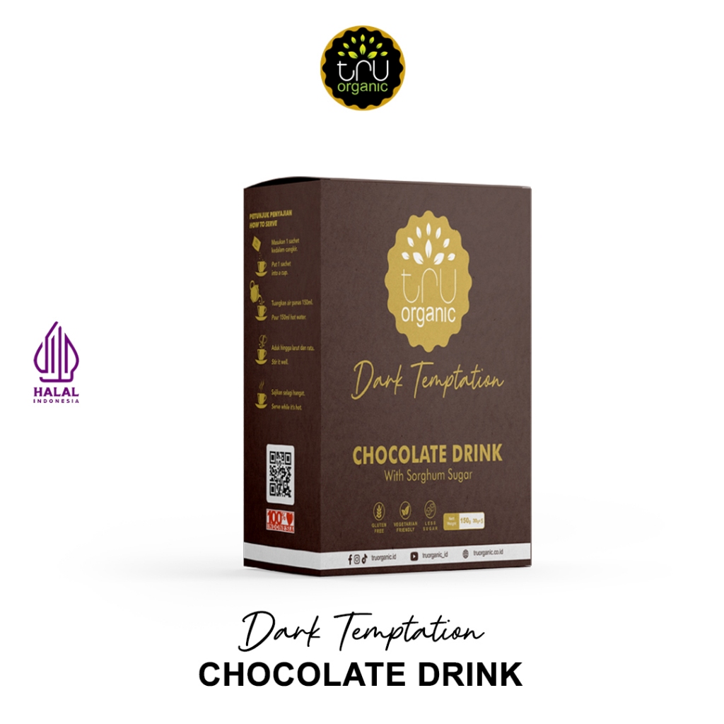 

TruOrganic Chocolate Dark Temptation 1 Box Minuman Cokelat Rendah Kalori dengan Gula Sorghum