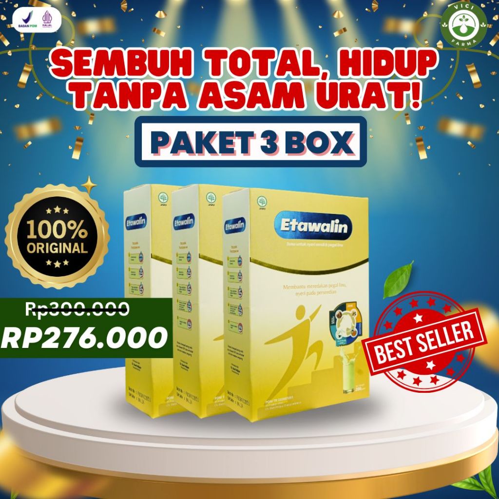 

ETAWALIN PROMO 3 BOX Original 100% - Solusi Ampuh Atasi Masalah Asam Urat, Nyeri Sendi dan Tulang