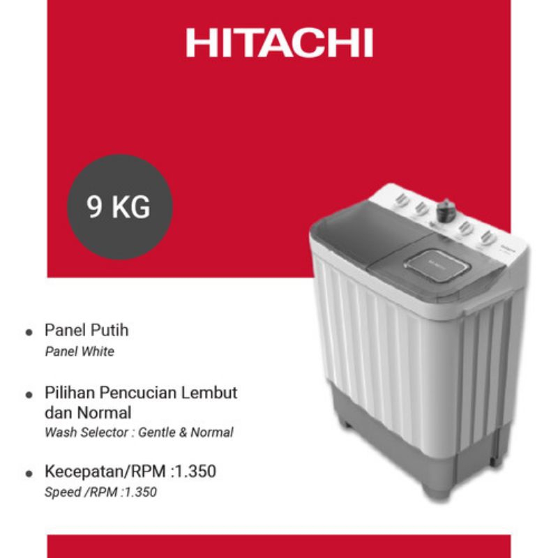 Mesin cuci 2 tabung 9kg HITACHI LLT-09JWT