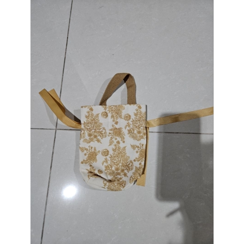 PRELOVED KANTONG POUCH TAS SERUT KECIL MINI BAHAN CANVAS KAIN