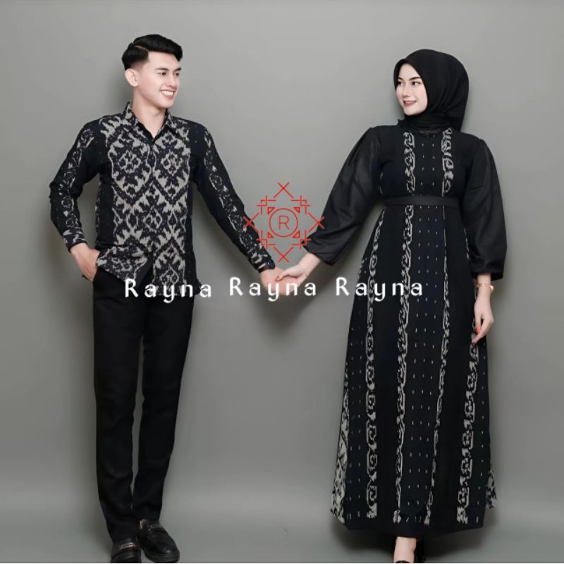 RAYNA - BAJU GAMIS COUPLE HITAM - SET PASANGAN KONDANGAN LAMARAN TERBARU