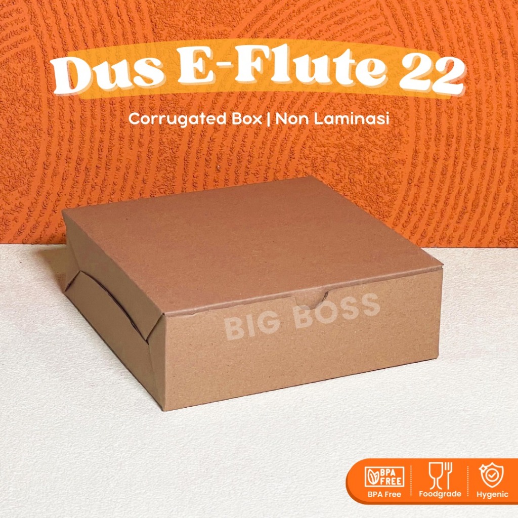 

[E-FLUTE] Box Kotak E-Flute Kraft Coklat Souvenir Hampers Corrugated Kardus Polos 22x22x7 / Dus Kotak Makanan / Kardus Eflute