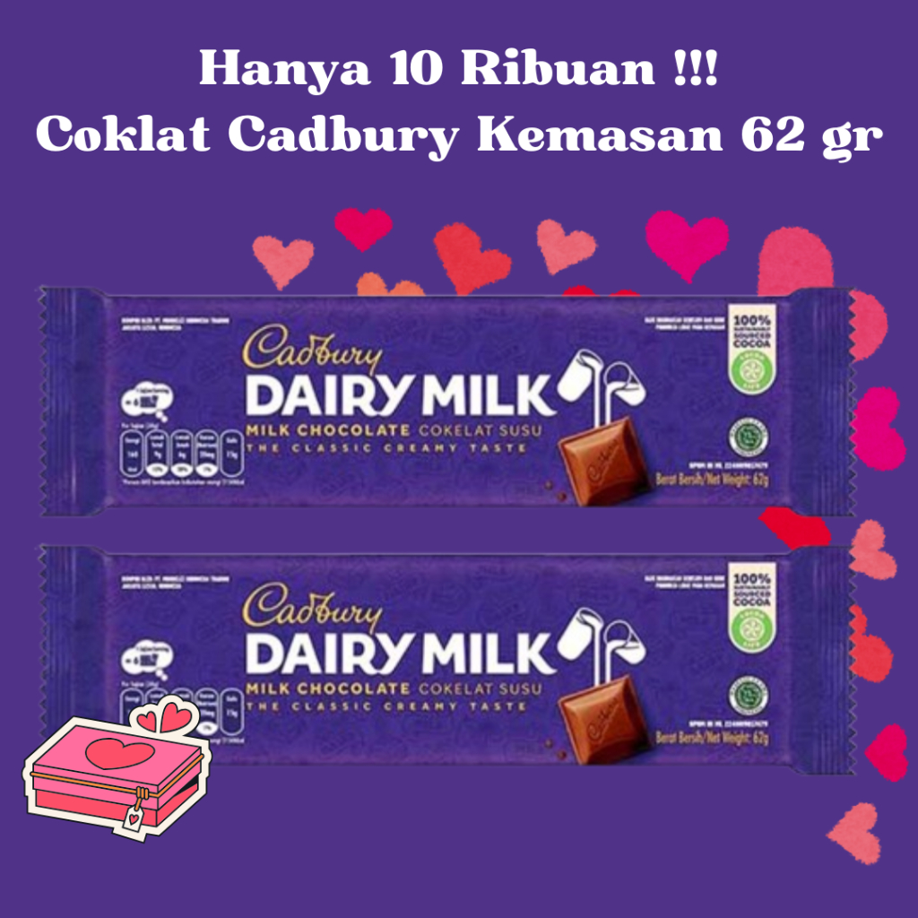 

Cadbury Dairy Milk 62 gr - Coklat Susu Classic - Rasa Khas Manis Creamy - TERMURAH