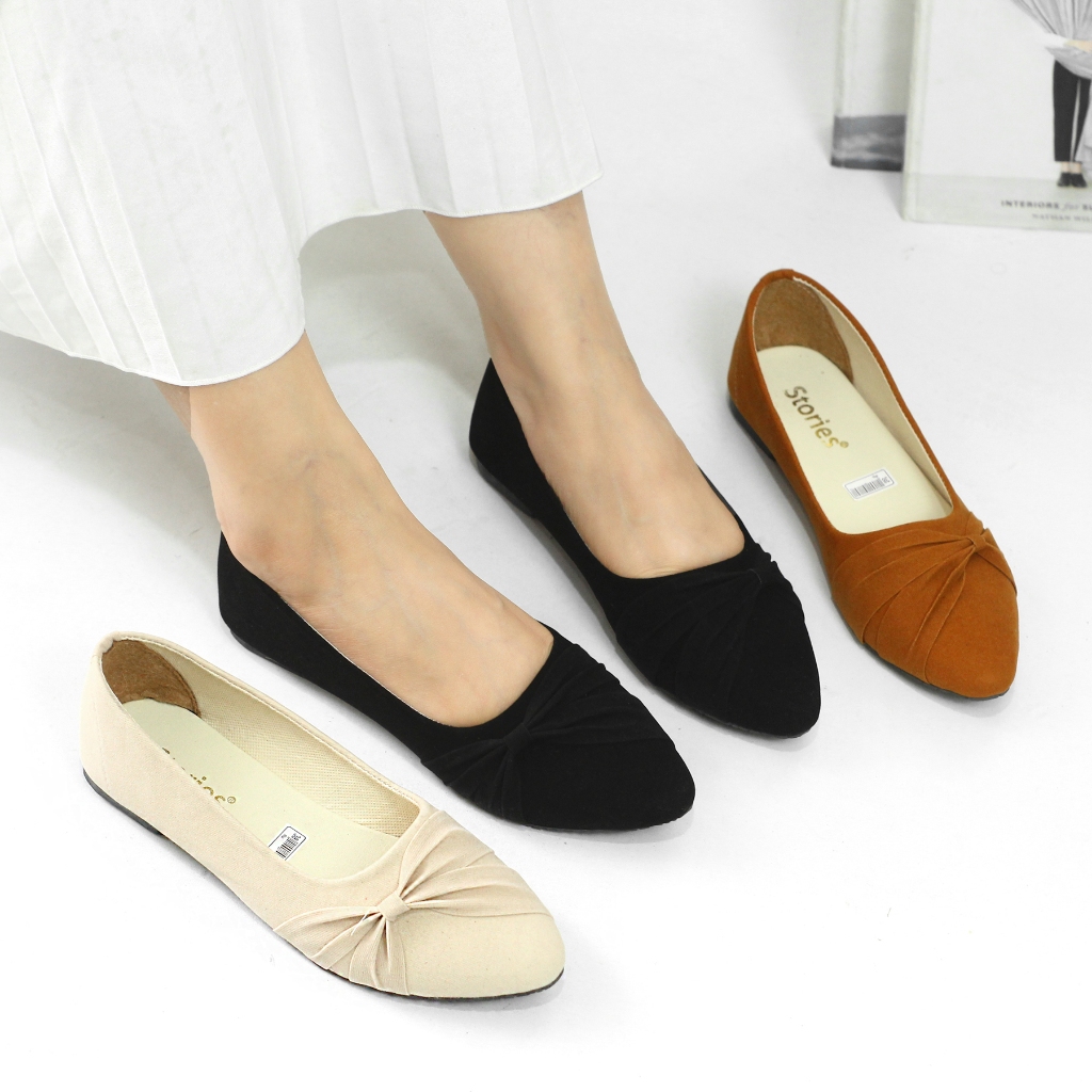 Flatshoes Wanita BL17 - Model Kerja Terbaru - Hitam