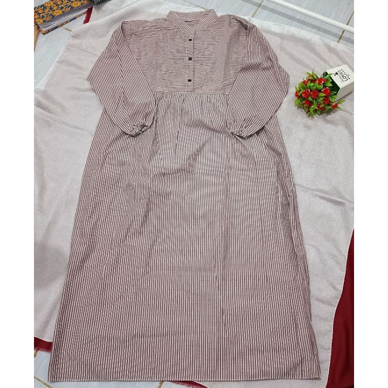 Gamis Midi Salur/Gamis Midi LD 105cm/Pakaian Muslimah/Gamis Midi