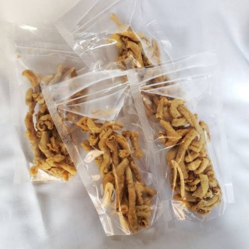 

kripik usus ayam, usus krispy dengan varian rasa berat 50 gram