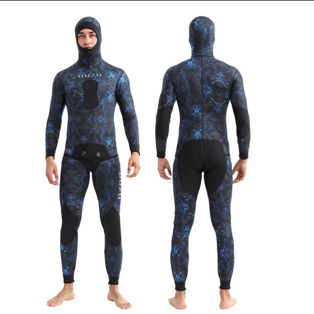 Wetsuit Spearfishing 3mm Pakaian Selam OUZO Cammo Hoodie 3 mm