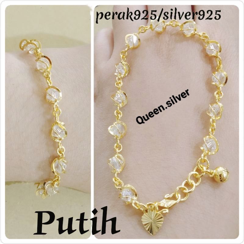 GELANG KRISTAR DEWASA PERAK 925 LAPIS MAS ASLI