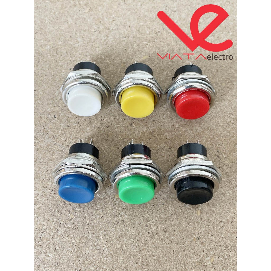 PUSH BUTTON DS 212 PUSH ON BESI DS 212 SWITCH 2 PIN DS-212 METAL SAKLAR BULAT 16mm DS212 PUSH BUTTON