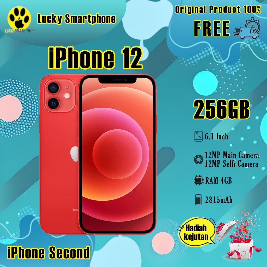 iPhone12 256GB All Sim Silent Fullset Bekas Original100% Second Mulus Normal Hp 3utools All Green