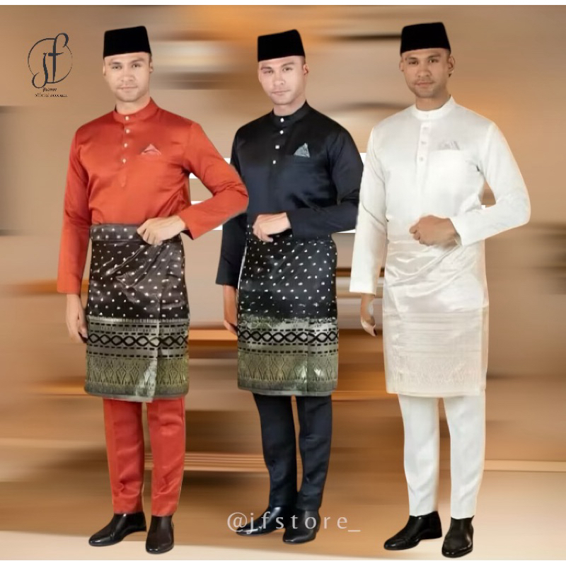 ONE SET baju dan celana kurung melayu pria bahan velvet silk premium