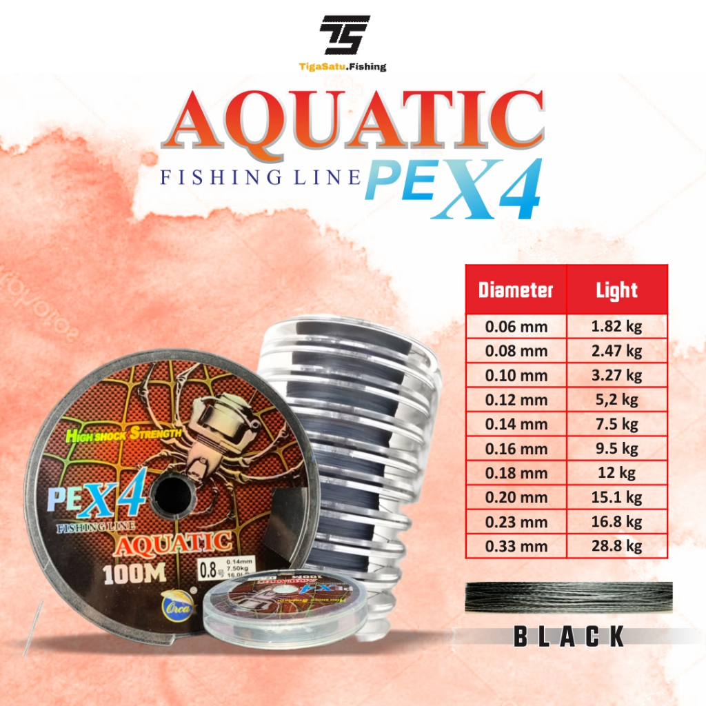 Senar Pancing PE Orca Aquatic X4 100m Ultralight Connecting Benang Pe