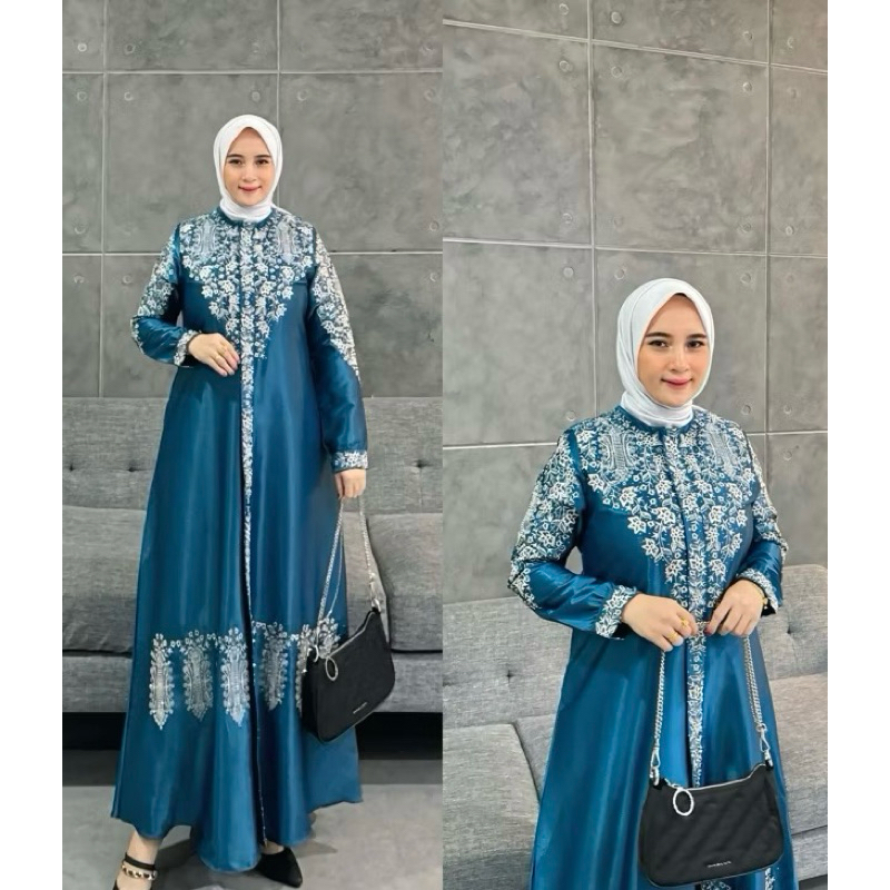 Gamis Bordir Satin Crystal Motif Pintu Aceh/Gamis Bordir Atas bawah