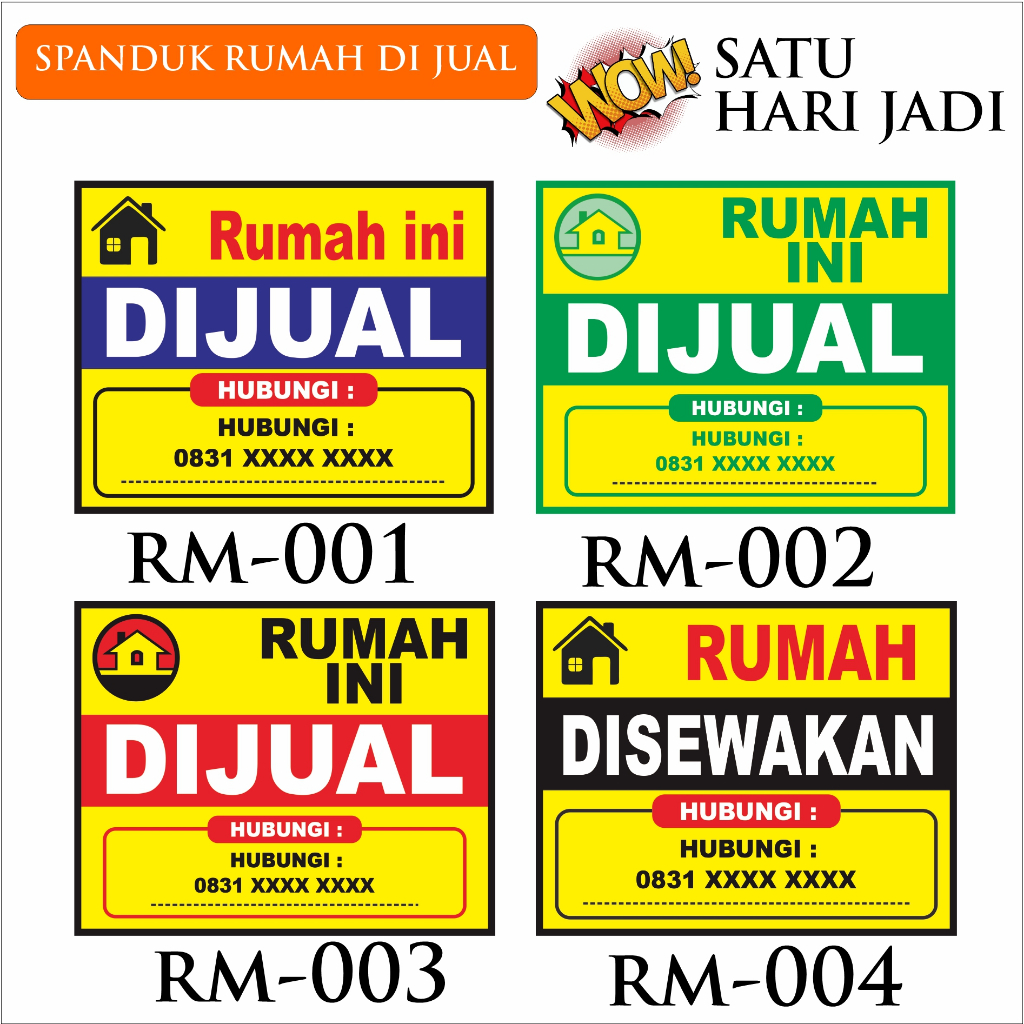 CETAK SPANDUK RUMAH DIJUAL RUMAH DISEWAKAN RUMAH DIKONTRAKAN