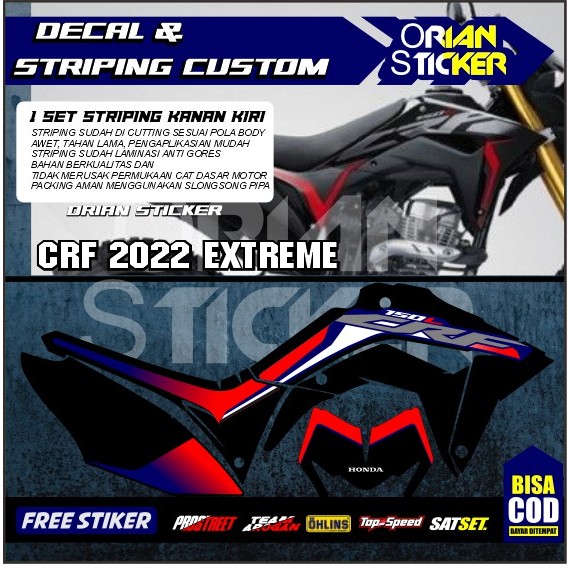 Striping CRF 150 L hitam merah /Sticker Variasi Motor crf putih Stiker List Semi Full crf