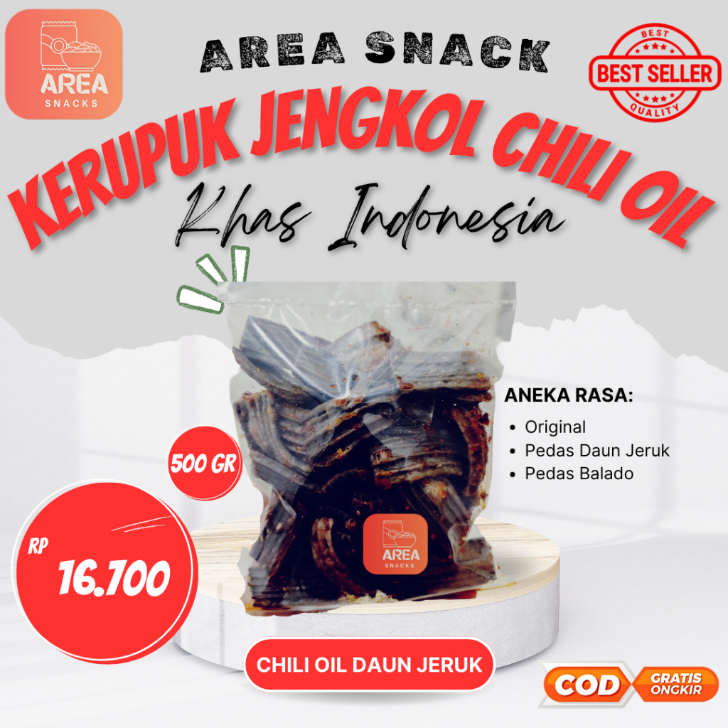 

KERUPUK JENGKOL 500 GRAM / SEBLAK PEDAS CHILI OIL DAUN JERUK 500gr 500gram