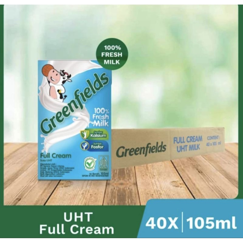 

Greenfields Susu UHT Full Cream Carton 105ml - Susu Kotak Full Cream 1 Karton isi 40 Pcs kemasan 105ml