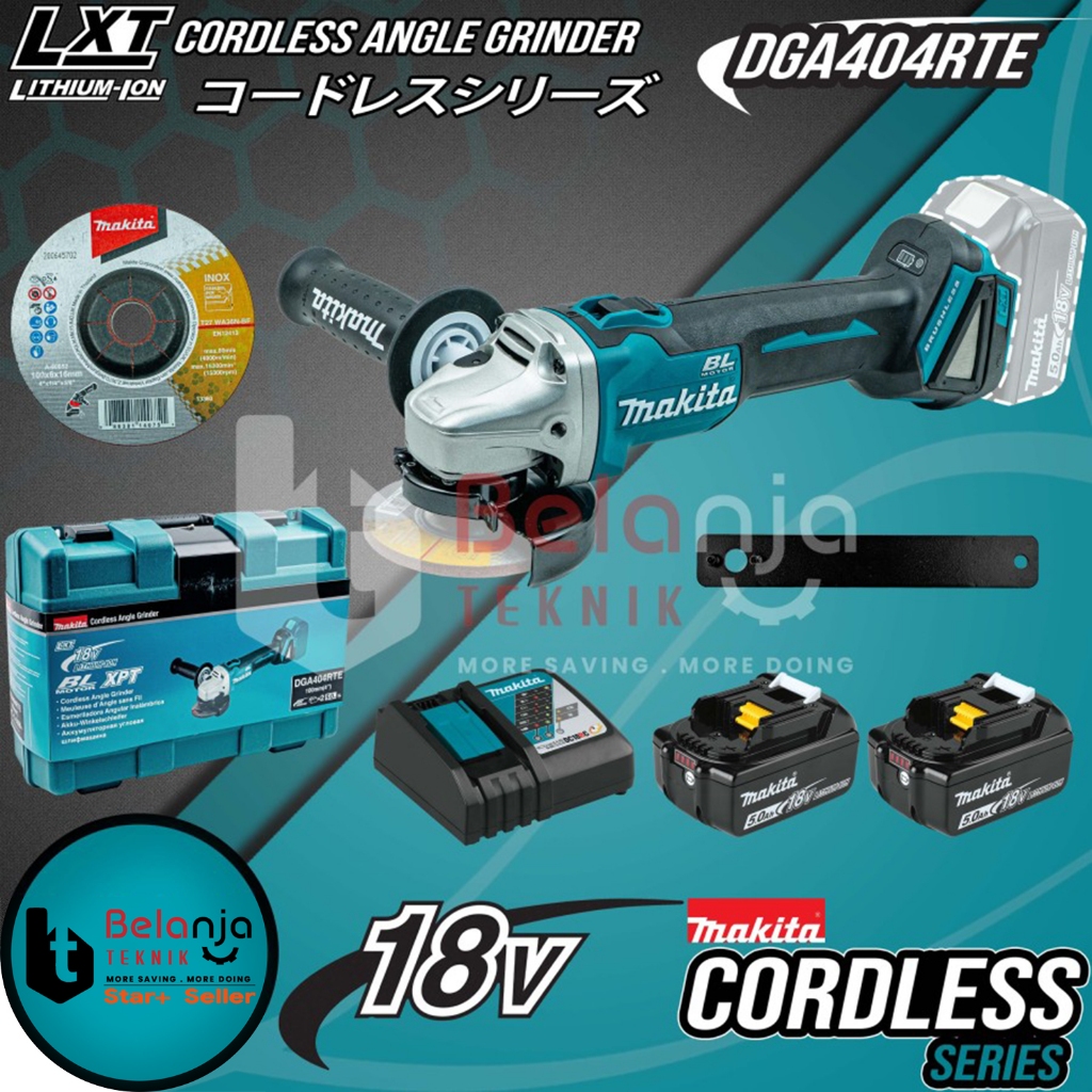 Mesin Gerinda Baterai MAKITA DGA 404 RTE 18V Cordless Angle Grinder 4 Inch 18 Volt DGA404RTE DGA404